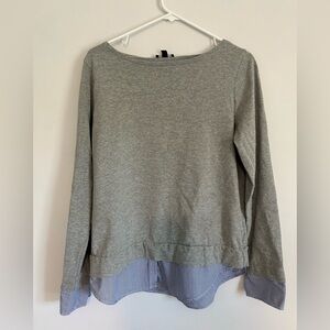 J. Crew Gray Sweatshirt with Blue Striped Hem
